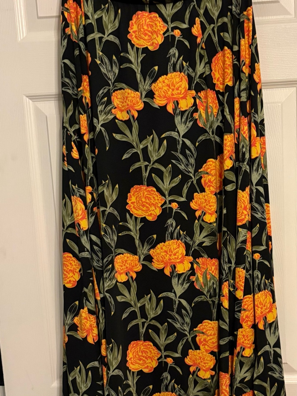 LuLaRoe Black Maxi Skirt with Orange Floral Print